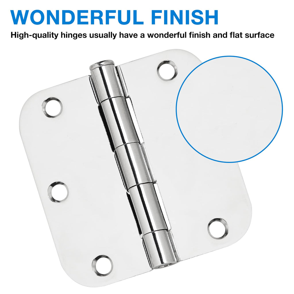 Rounded Door Hinges 3.5" X 3 1/2 Inch Polished Chrome 5/8" Radius