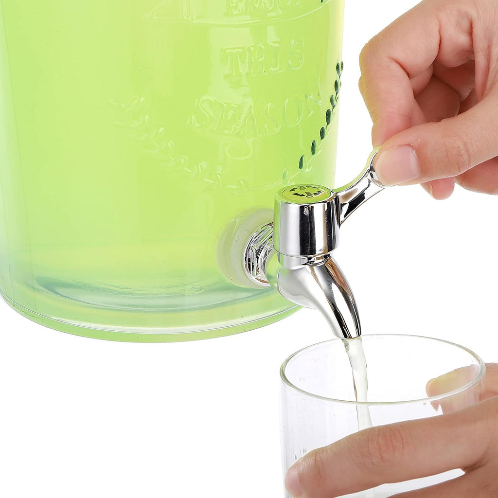 With Spigot, Cold Drink Ice Tea Dispenser with Trigger Clamp Locking Lid, Glass Mason Jar Lemonade Liquid Pitcher