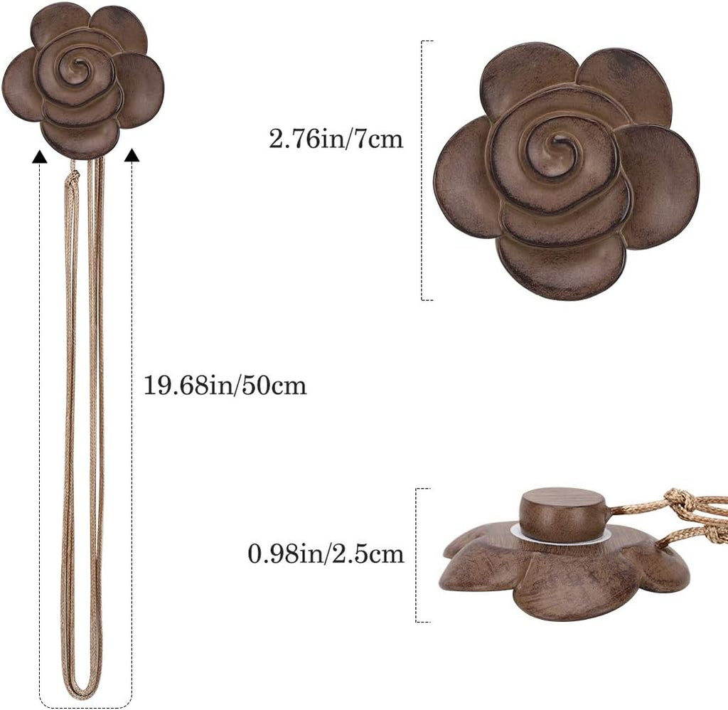 Magnetic Curtain Tieback, Vintage Curtain Holdback, Resin Flower Curtain Ties with Rope Drapery Retro Window Curtain