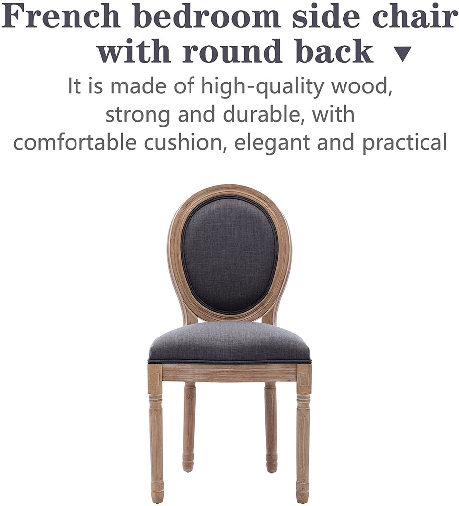 French Dining Chairs Set of 2, Farmhouse Dining Chairs, Vintage Country Dining Chair with Round Back, French Bistro