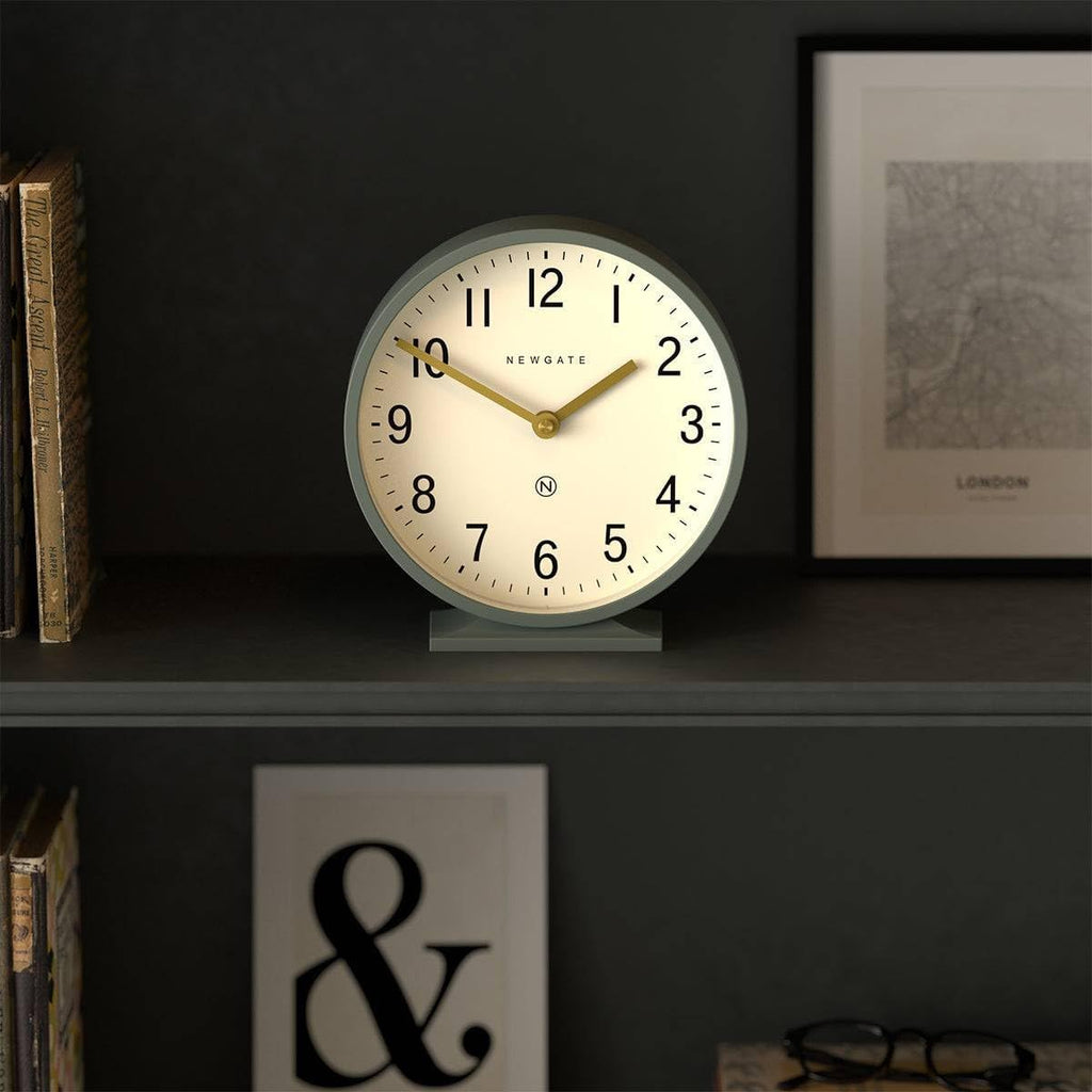 Q Mantel Clock | Modern Classic Round Mantel Clock | Asparagus Green | Contemporary Style for Mantel, Desk