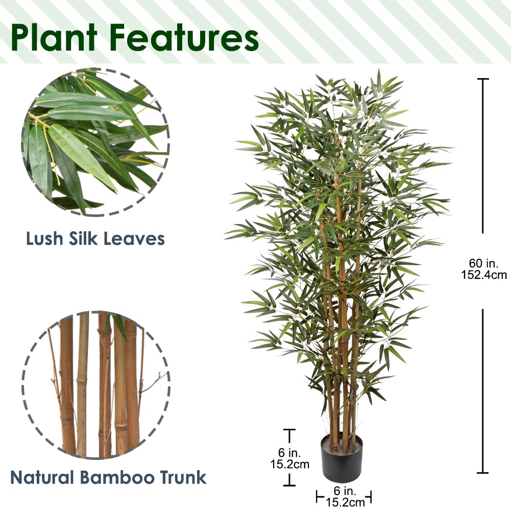 Bamboo Tree 5FT Large Silk Fake Bamboo Plant Home Office Decor