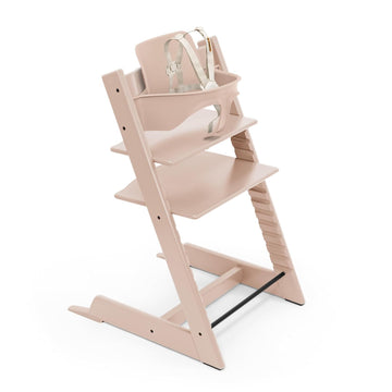 Tripp Trapp High Chair + Baby Set + Harness, Serene Pink | Includes Chair, Baby Set, Removable Harness for Children