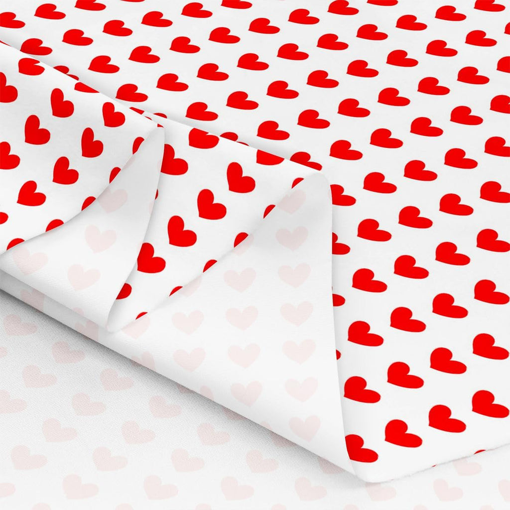 Red Romantic Fabric by The Yard Soft Polyester, Red Heart WaterproofFabrics, Love Heart Pattern White Fabric for Arts