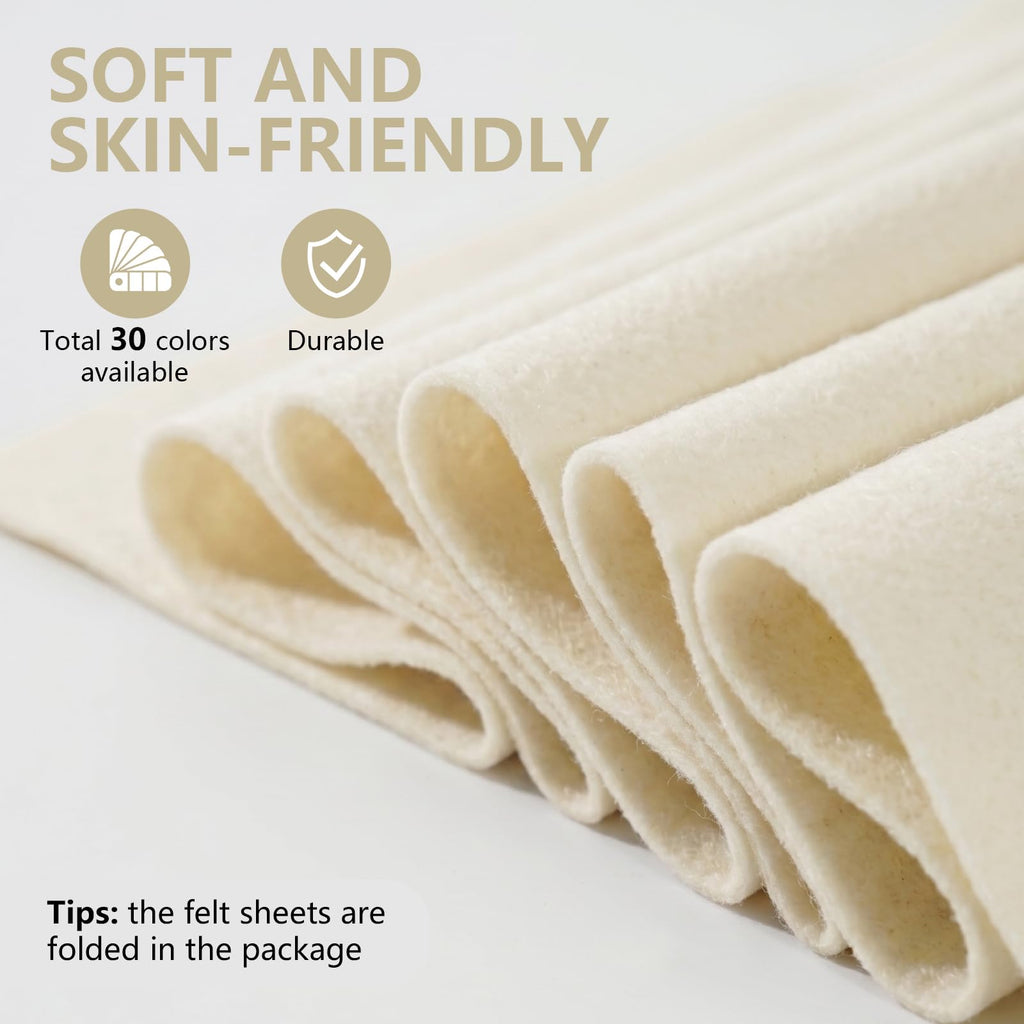 Ivory Soft Felt Sheet 36'' X 36'', 1.4mm Large Felt Fabric Sheet for Crafts