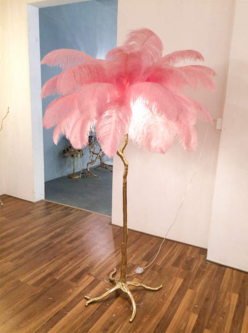 Luxury Resin Ostrich Feather Light Decor Feather Floor Lamp Bedroom Nordic Living Room Lamp Dining Floor Lighting