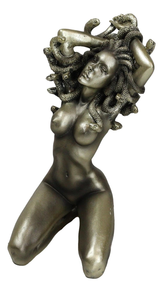 Greek Mythology Kneeling Goddess Medusa with Snake Hair Statue 6" Tall Temptation Seduction of The Demonic Gorgon