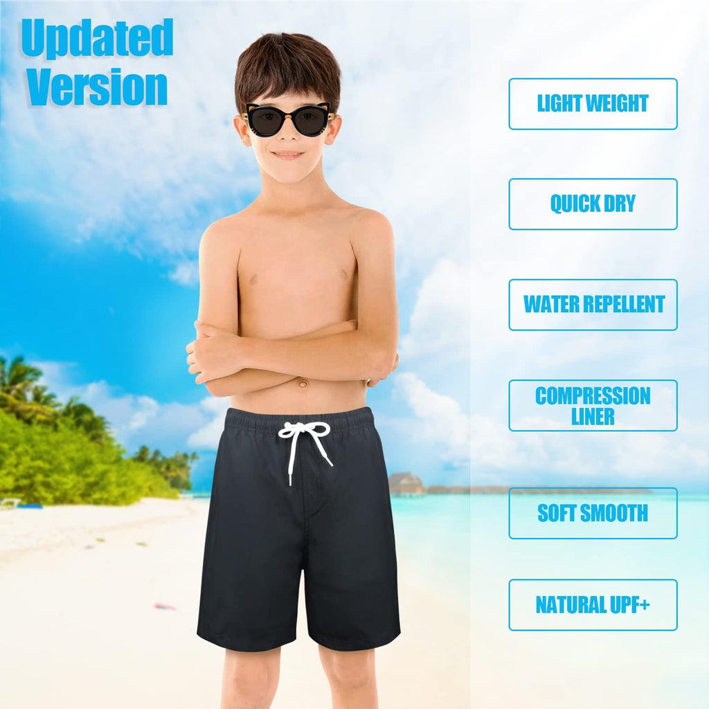 Boys Swim Trunks with Compression Liner Comfortable Anti-Chafe Swimming Shorts Stretchy UPF Quick Dry