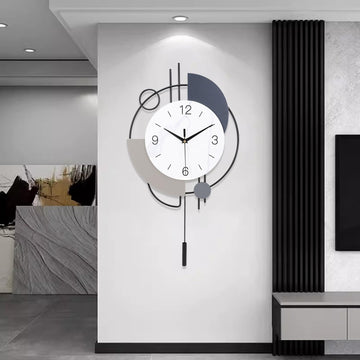 Wall Clock, Silent Non-Ticking Quality Quartz Battery Operated with Pendulum, Large Wall Clock Kitchen Home Bathroom