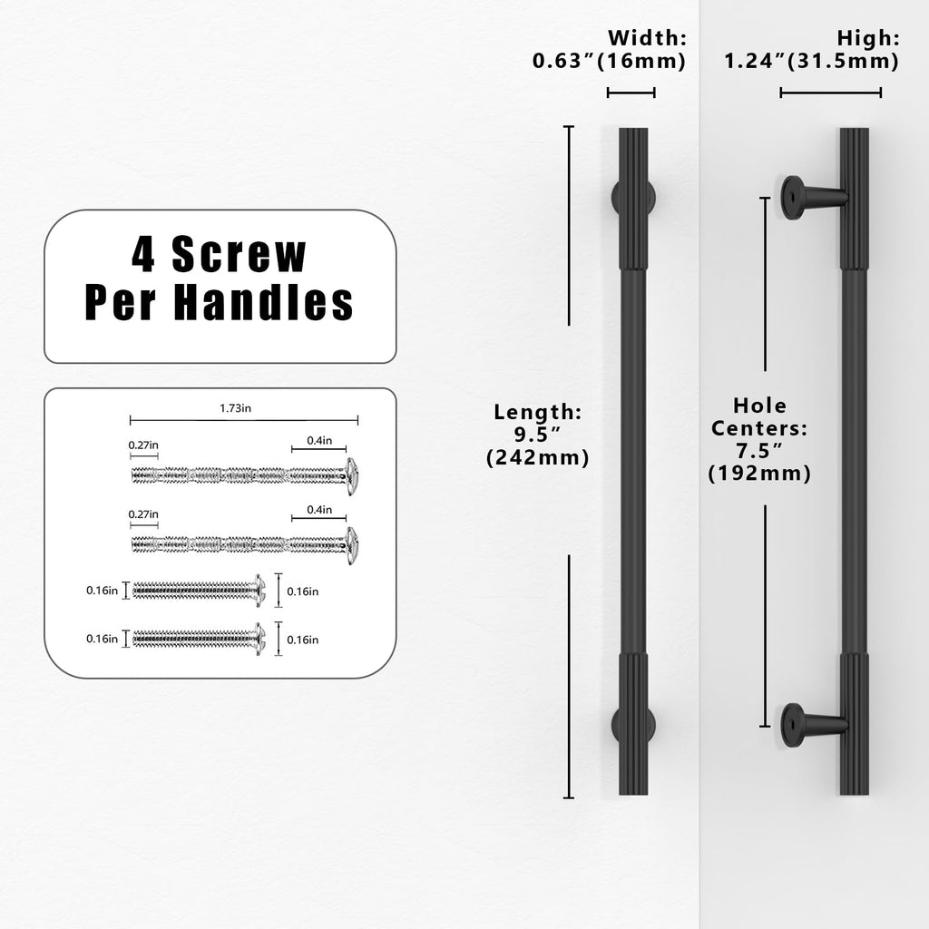 10 Pack Matte Black Cabinet Pulls 7.5 Inch(192mm) Kitchen Cabinet Handles Cabinet Hardware for Drawer Pulls