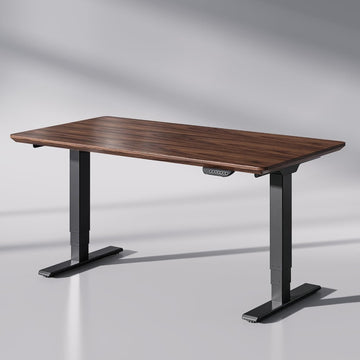 E6 MAX Solid Black Walnut Wood Dual Motor Standing Desk, 71 x 32