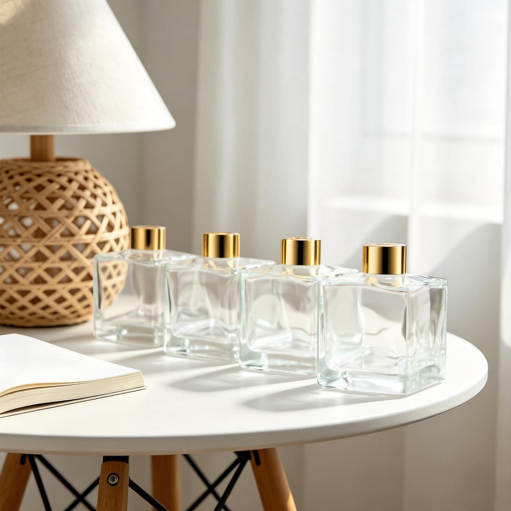 180ml Fragrance Glass Reed Diffuser Bottles Set of 4 Jars