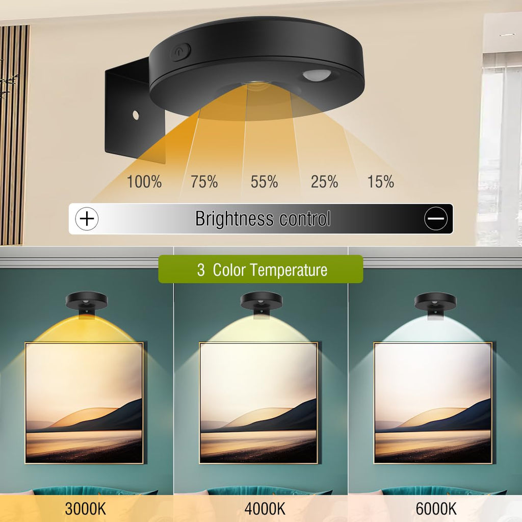 6Pack Wireless Picture Lights for Wall Rechargeable Battery Picture Frame Light with Remote LED Magnetic Art Display