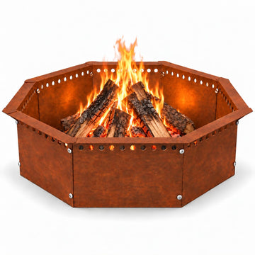 Smokeless Fire Pit Ring Outdoor - 40 inch Outer/36 inch Inner Octagonal