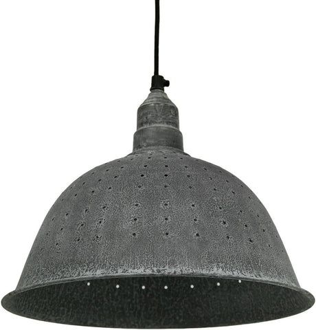 Metal Colander Pendant Light in Weathered Zinc 12 Inches Diameter