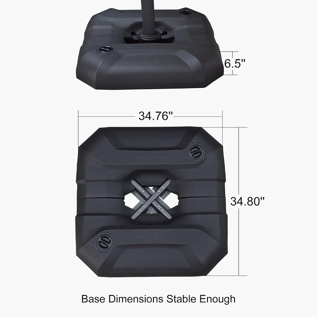 9' X 11.5' Patio Umbrella with Base Outdoor Cantilever Rectangle Umbrella Offset Umbrella with 360-degree Rotation Pool