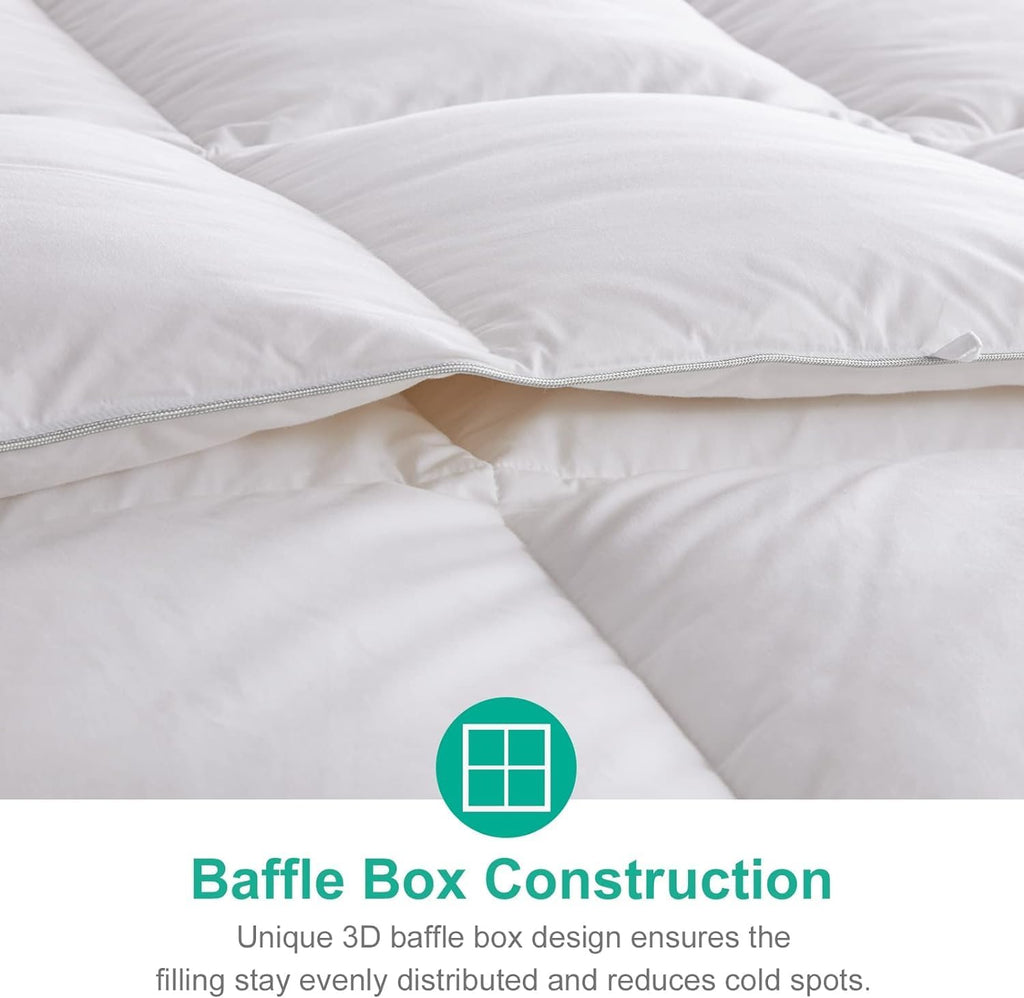 Lightweight Down Feather Fibers Comforter King - Cooling Bed Comforter, Hotel Collection High Fill-Power Thin Duvet
