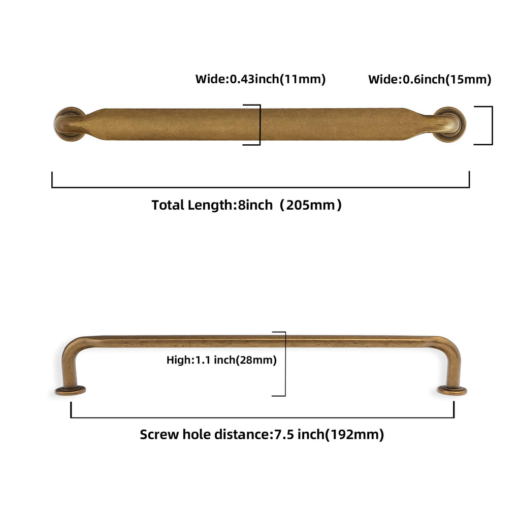 2 Pack 7-1/2 inch Antique Brass Kitchen Cabinet Handles