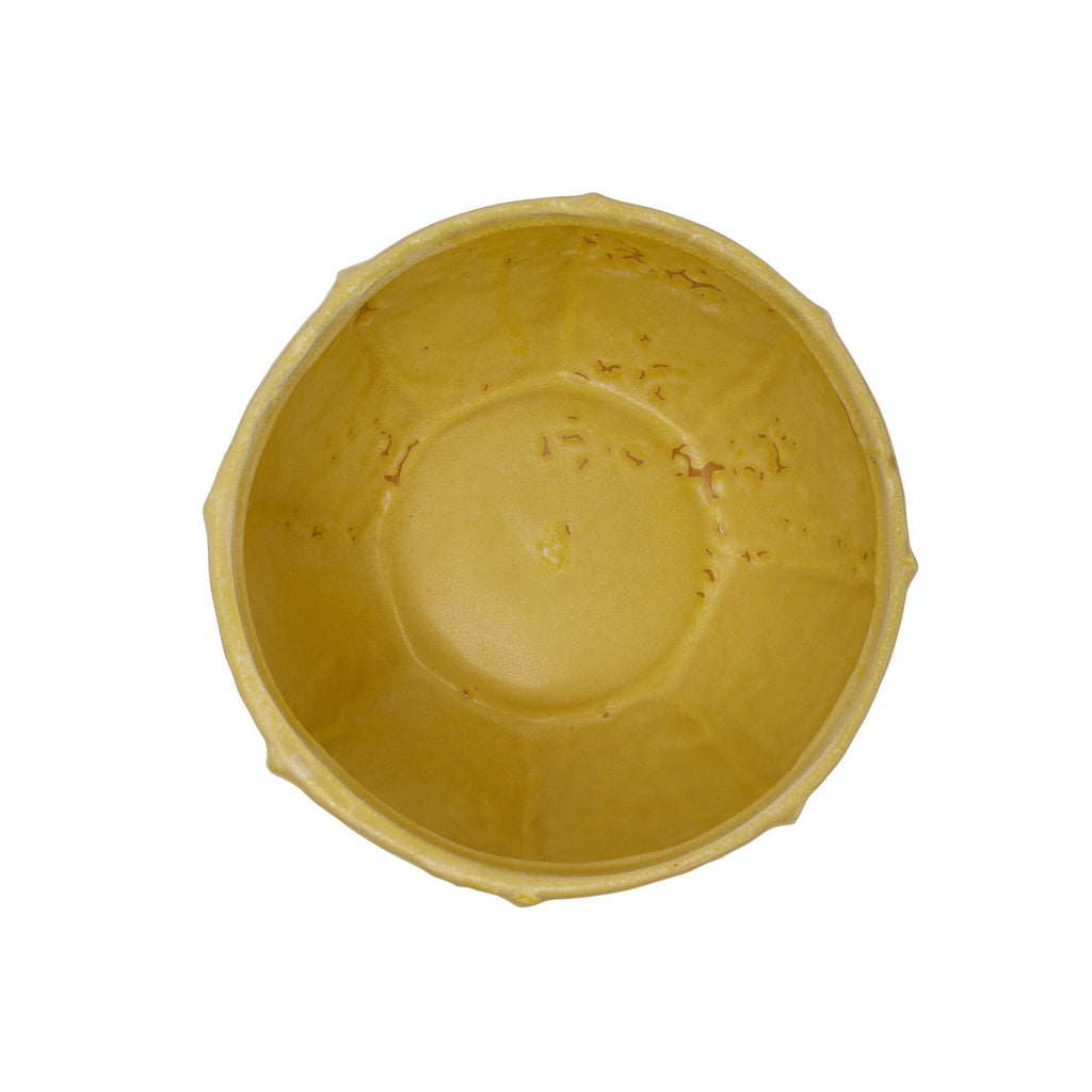 Stoneware Planter with Organically Shaped Detail, Yellow