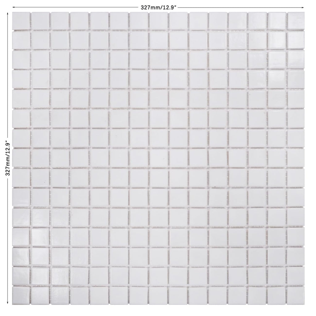 11.5 sq.ft White Glass Mosaic Tile , Pool, Kitchen Backsplash