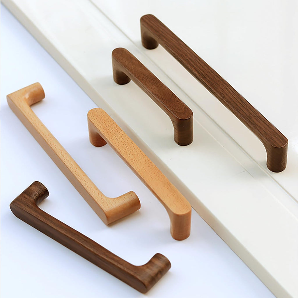 Cabinet Pulls Solid Wood Pulls Beech Original Wood Color Simple Modern Style for Cabinet Cupboard Door Drawer Dresser