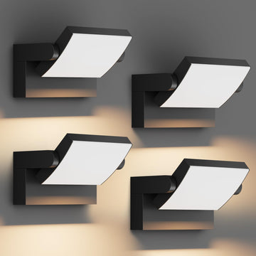 4 Pack 40W Modern LED Outdoor Wall Sconces, 3000K Black Porch Light