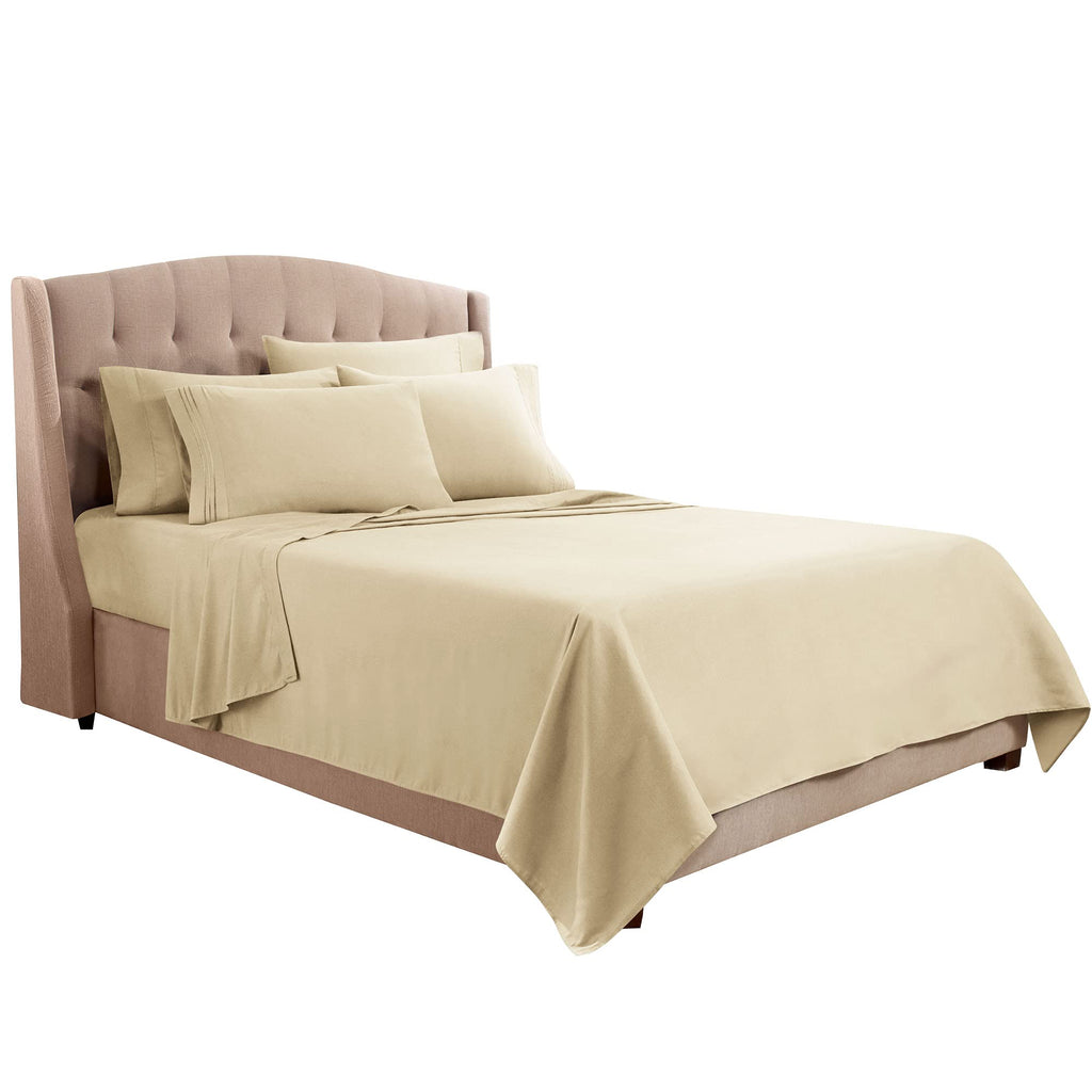 Flex Top King Sheets, 6 Piece Set - Hotel Luxury Sheets for Top Split King Bed, Super Soft Bedding Set, Head Split