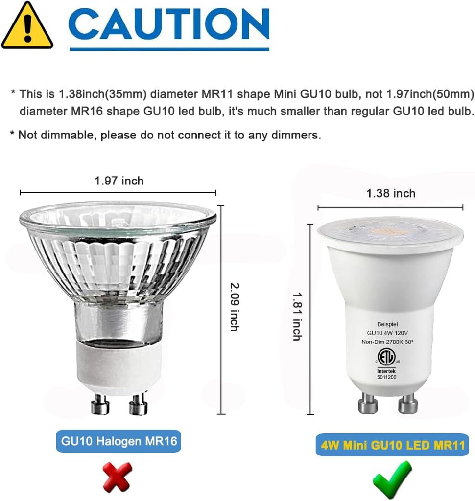 Mini GU10 Led Bulbs 4W MR11 GU10 Base 2700K Soft White