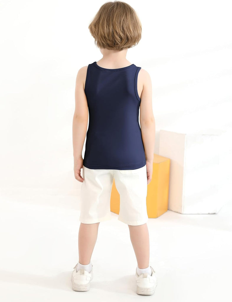 4 Pack Toddler Tank Top Boys Cotton Tank Undershirt Kids Sleeveless Undershirts Soft Round Neck Tank Tops