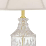 Traditional Glam Style Table Lamp 26.5" High Cut Glass Urn Brass Gold Metal Clear White Cream Bell Glass Shade Decor