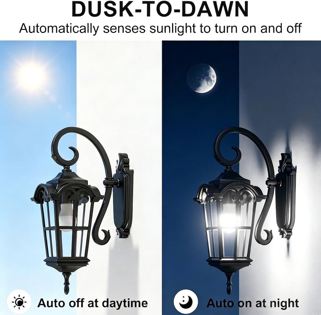 Outdoor Dusk to Dawn Sensor LED Light Bulbs,60W Daylight Porch Outside