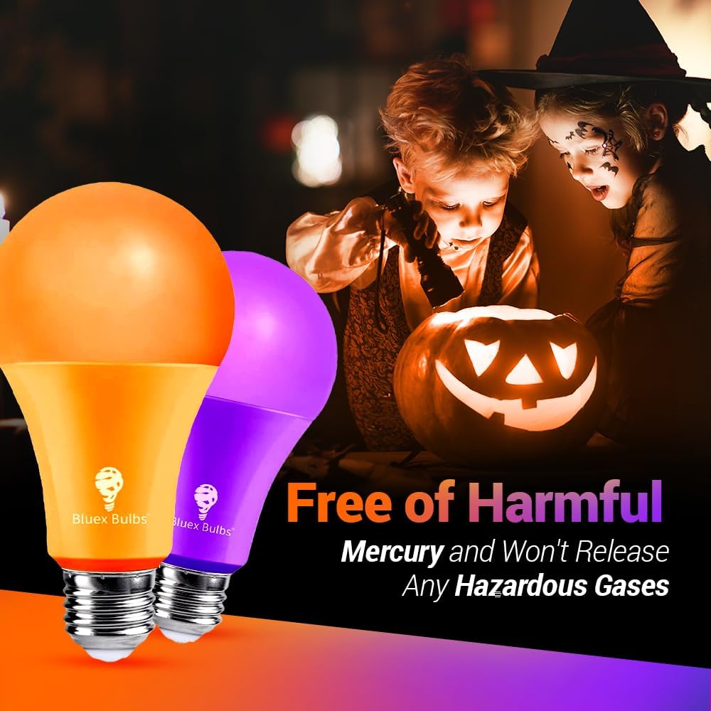 BlueX LED A21 Orange Light Bulbs - 13W (100Watt Equivalent) - E26 Base LED Bulb, Party Decoration, Porch, Home