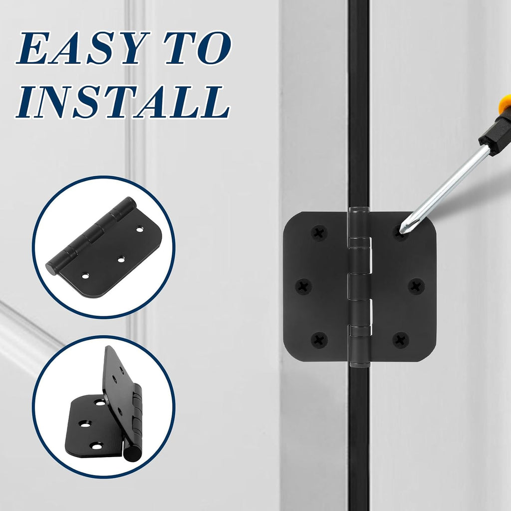 6 Pack 3.5 Inch x 3.5 Inch Door Hinges with 5/8'' Radius Corners