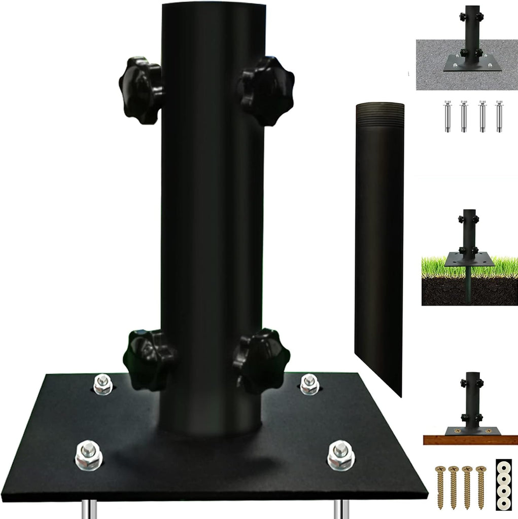 Umbrella Base for Φ1.2''-Φ2.2'' Pole, Patio Umbrella Stand Outdoor | Lawn Design with Ground Spike Fixing