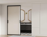 Concealed Track Sliding Glass Barn Door - 40" x 87" Frosted 5/16" Tempered Glass, Soft-Close Hydraul