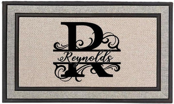 Personalized Monogram Doormat with Family Name, Custom Welcome Doormat, Wedding Gift, First Home, Housewarming, Gray