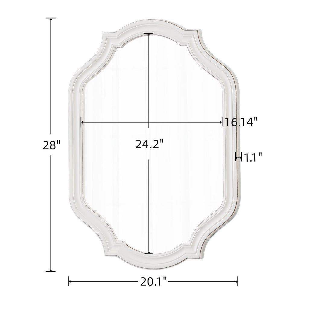 Rustic Scalloped Oval Mirror 28 X 20 Inch, Distressed White
