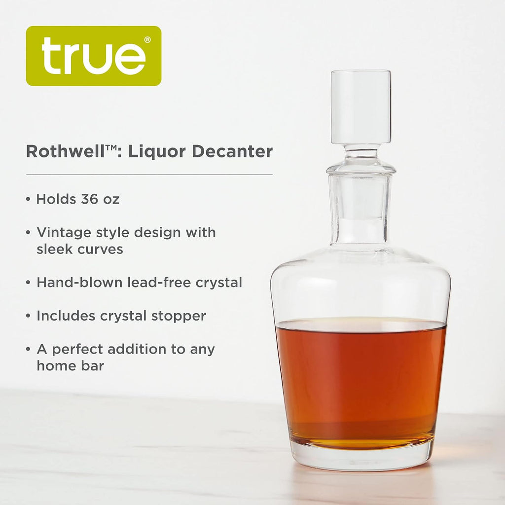 Rothwell Whiskey Decanter with Airtight Stopper, Liquor Decanters for Bourbon Scotch Vodka Gin Cocktail Party Home