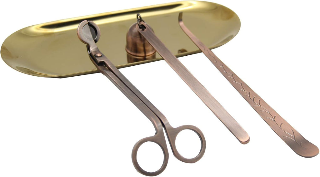 3 in 1 Candle Wick Trimmer Set, Red Copper, Includes Candle Snuffer, Trimmer, Dipper, Long Handle for Candle Lovers