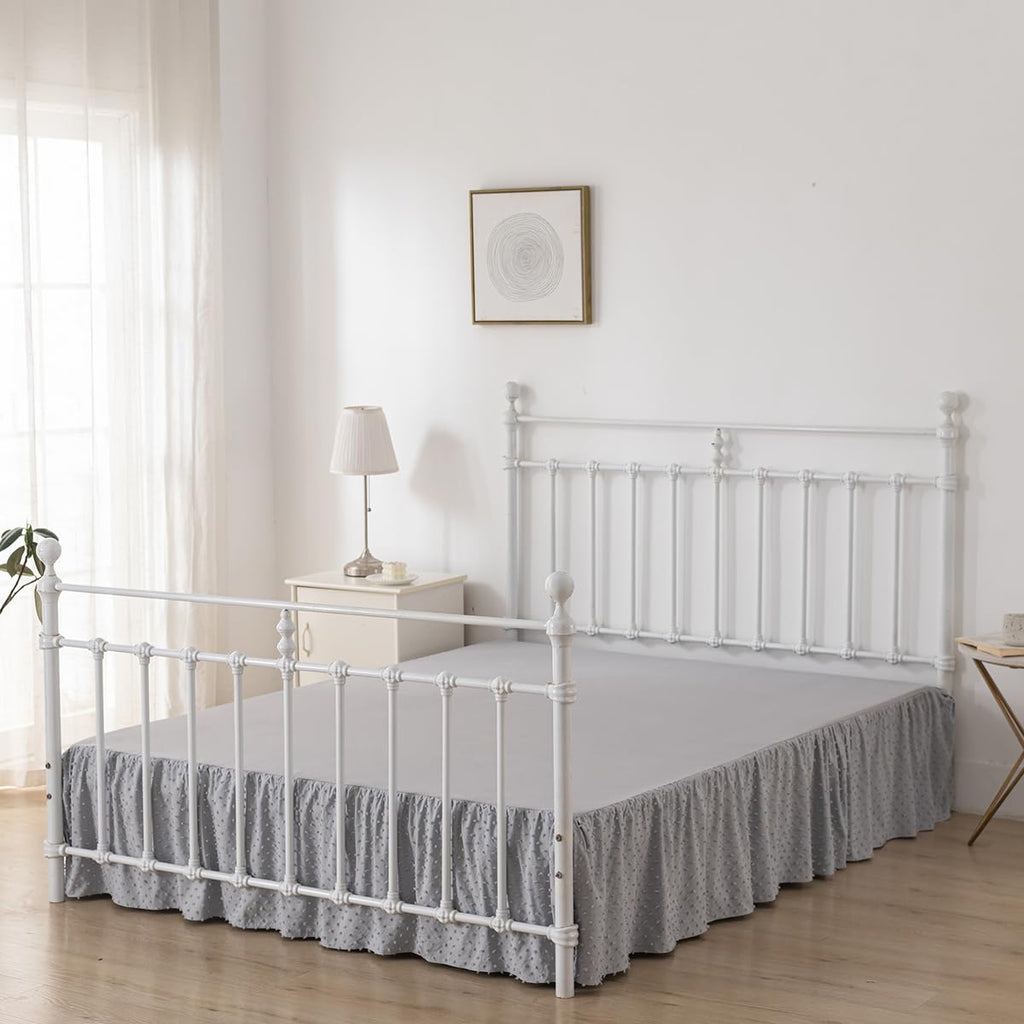 Tufted Dot Bed Skirt King Size - Ruffled Bed Skirt with Split Corners