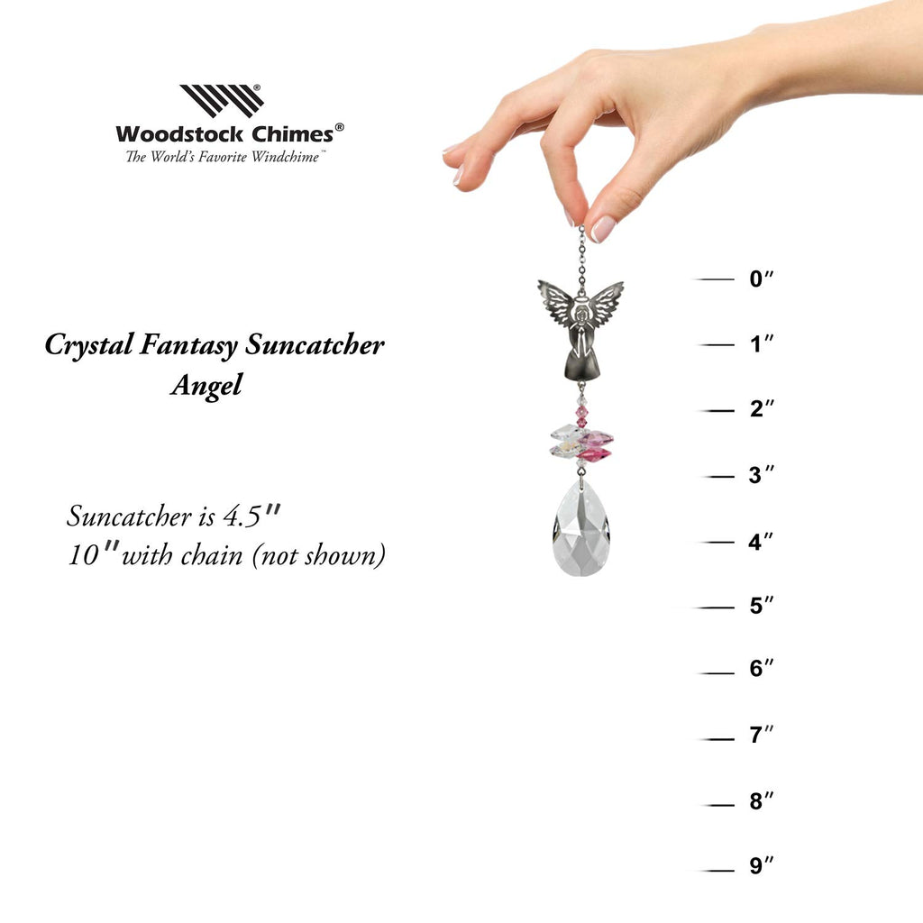 Chimes Sun Catcher Crystal Fantasy, 4.5" Angel Crystal Suncatcher Pink Hanging Window Prism for Indoor Kitchen Office