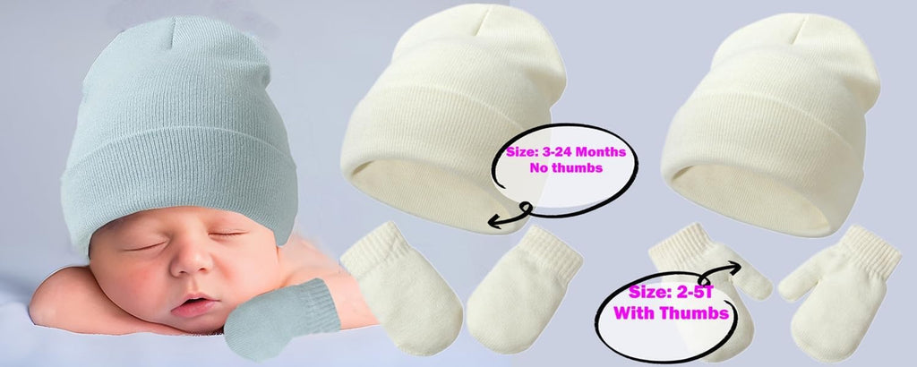 Toddler Baby Beanie Hat and Mittens Set Hat Toddler Winter Warm Knit Hat for Boys Girl 0-5 Years