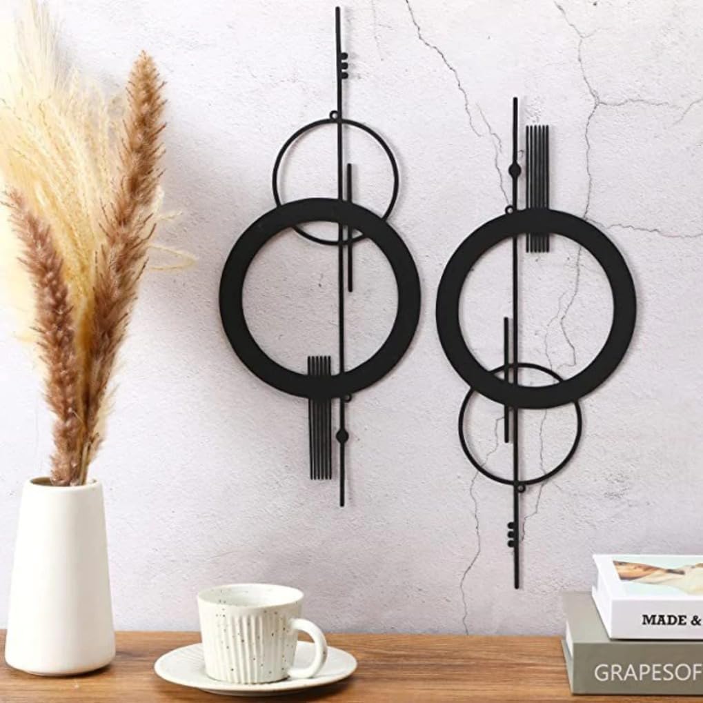 Metal Wall Decor Hanging Wall Art Minimalist Abstract Hollow Vertical Iron Wall Sculptures Geometric Wall Hanging