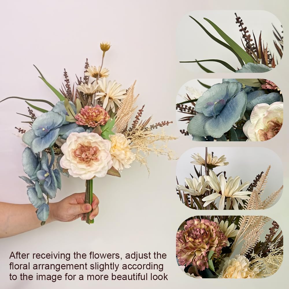 Faux Flowers with Vase, Artificial Orchid Flowers (Blue)