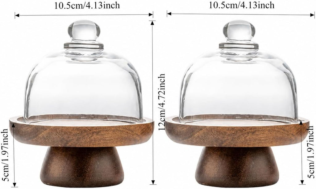 2 sets 4.1 inch of mini glass dessert cups, equipped with high-foot bases; small glass cake stand; transparent - Set of 4