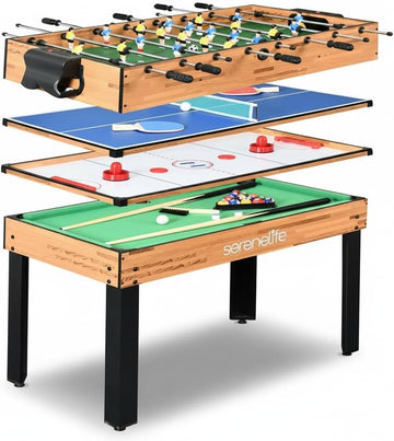 Multi Game Table, 48" Sports Arcade Games with Accessories, Ping Pong, Hockey, Pool Billiards, Soccer Foosball All in