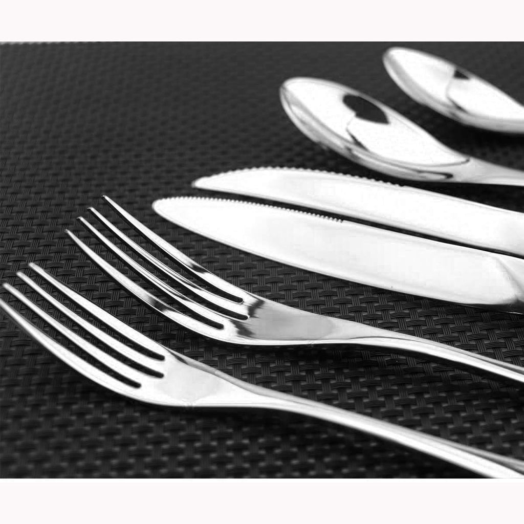 Flatware Set 18/10 Stainless Steel Mirror Polished Silver Cutlery - Silverware Utensil Set of Steak Knife Dinner Fork