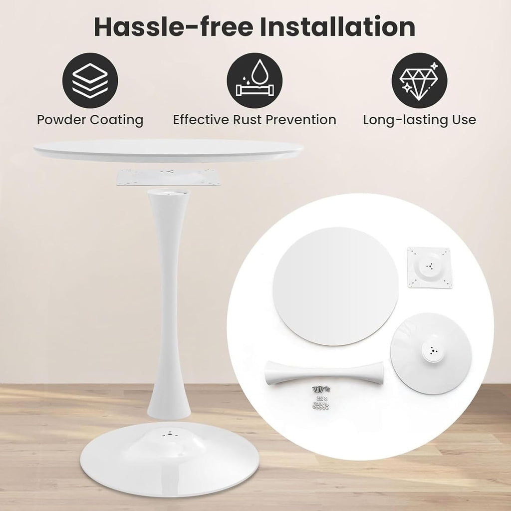 Inspired Saarinen Style Tulip Round Pedestal Dining Table — White, 42″ Round