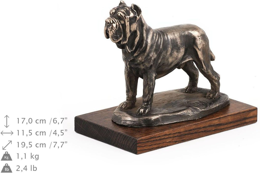 Mastino Neapolitano Dog Statue - Unique Edition ArtDog Collection - Handmade Wooden Base Cold Cast Bronze Figurine