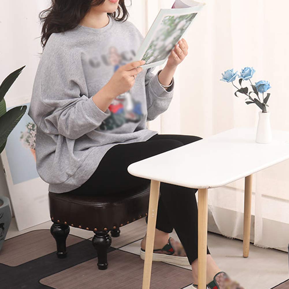 Small Foot Stool Brown Leather Stool Vintage Upholstered Footrest Rubber Wooden Foot Rest Stool Sofa Stool for Foot